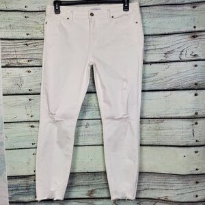 Silver Jeans Co. Most Wanted Skinny White Distressed Raw Hem W33 L27
